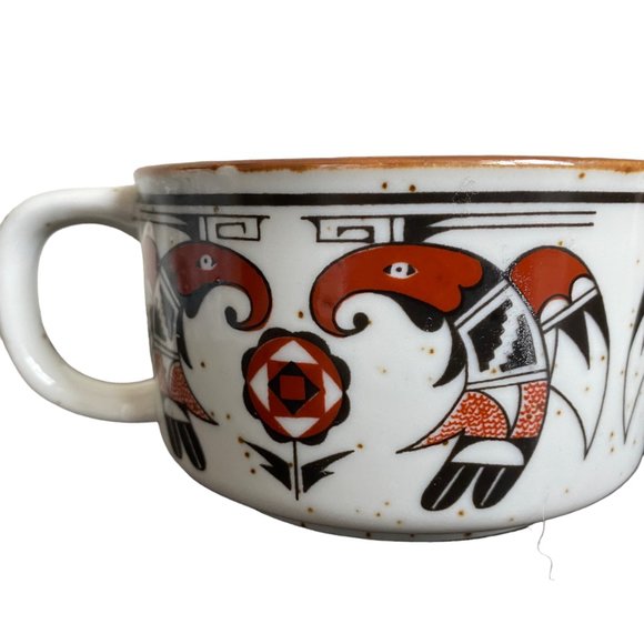Vtg OMC Tiki Mid Mod Thunderbirds Otagiri Soup Stew Mugs Japanese Birds Aztec - Picture 7 of 16